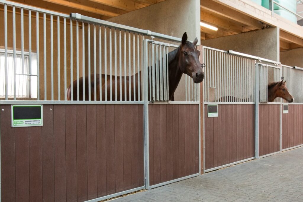 Paardenbox voorwand met schuifdeur
